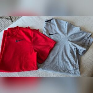 Lot Of 2 Nike Red-EUC dri-fit t shirt Grey-Good Condition Workout Casual Travel